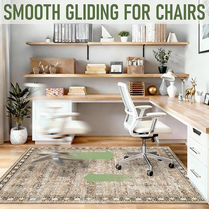 Office Chair Mat for Hardwood Floor, 36"x48" Desk Chair Mat for Home Office, Non-Slip Under Desk Mat Rug for Rolling Chair,Washable Rugs for Gaming Chairs-Rust