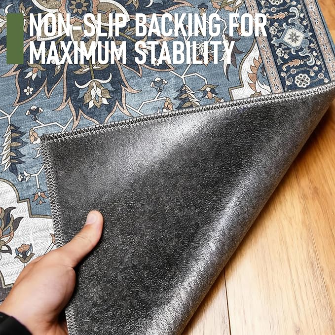 48"x60" Office Chair Mat for Hardwood, Under Desk Chair Mat for Home Office, Anti-Slip Office Rugs for Rolling Chairs, Floor Protector Washable Rugs Blue