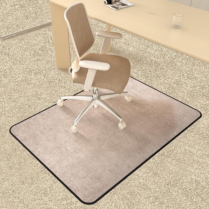 Placoot Corduroy Heavy Duty Office Chair Mat for Carpet & Hardwood Floors, Tri-Fold Floor Mat, Desk Chair Mat for Carpeted Floors and Hardwood Floor for Home Office Dark Grey