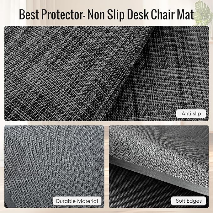 Office Chair Mat,40"x55" Anti-Slip Waterproof Hardwood Floor Chair Mat,Heavy Duty Floor Protector Rolling Chairs for Home Office(Black)