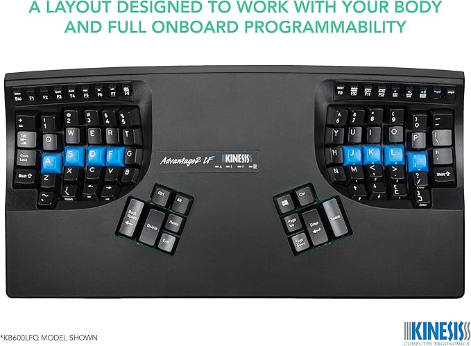 KINESIS Advantage2 Quiet LF Ergonomic USB Keyboard (KB600LFQ)