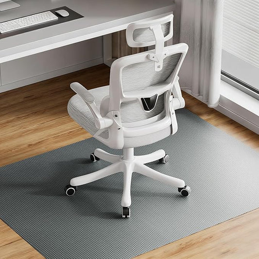 Delamu Office Chair Mat for Hardwood Floor, Heavy Duty Hard Floor Protector for Chairs, Anti-Slip PVC Woven 36"×48" Computer Desk Chair Mat for Home Office, Dark Gray