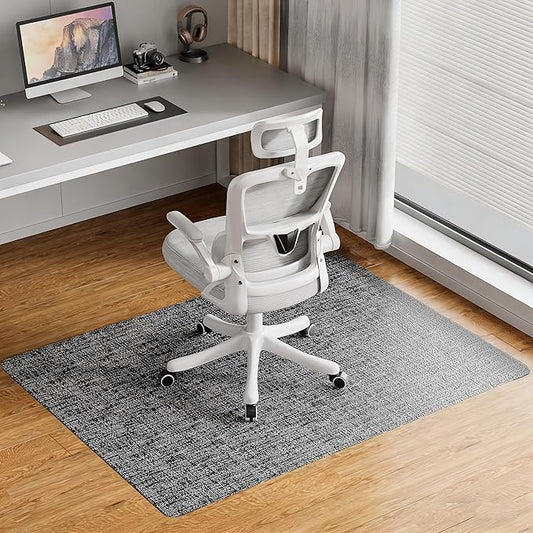 Delamu Office Chair Mat for Hardwood Floor, Non-Slip PVC Woven Computer Desk Chair Mat, 45"×53" Heavy Duty Hard Floor Protector for Rolling Chairs, Black & White, Not for Carpet