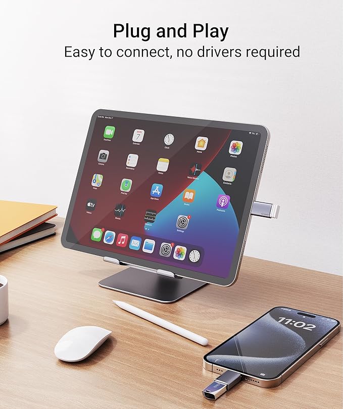 Syntech USB C to USB Adapter (2 Pack), 10Gbps USB3.2 Gen 2 Fit Side by Side, Type C Male to A 3.2 Female Adapter Compatible with iPhone 17e 17 Pro Max/iPad/iMac/MacBook Pro & Thunderbolt 4/3 Devices