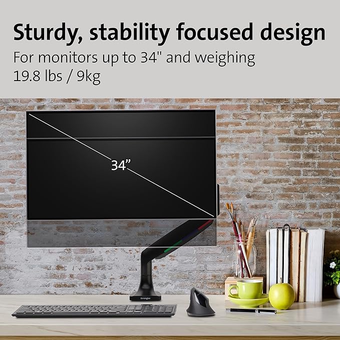 Kensington SmartFit One-Touch Height Adjustable Single Monitor Arm - Black (K59600WW)