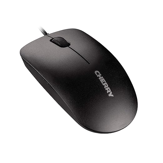 Cherry MC 1000, Wired Office Mouse for PC, Optical Sensor (1,200 dpi), 3 Buttons, Symmetrical Design for Left- and Right-Handed Users, GS Certification, Black