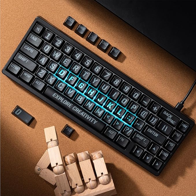 HITIME x XVX Keycaps 60 75 100 Percent - Shine Through Custom Keycaps w/IMD Tech, Large Font, Big Lettering Key Cap for Mechanical Keyboards, Full 118 Key Set, OEM Profile, Black