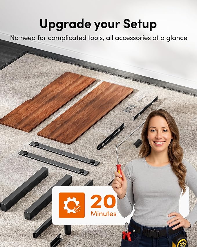FEZIBO Electric Standing Desk Adjustable Height, 55 x 24 Inch Sit and Stand Desk, Home Office Desk, Ergonomic Workstation Computer Desk, Black Walnut