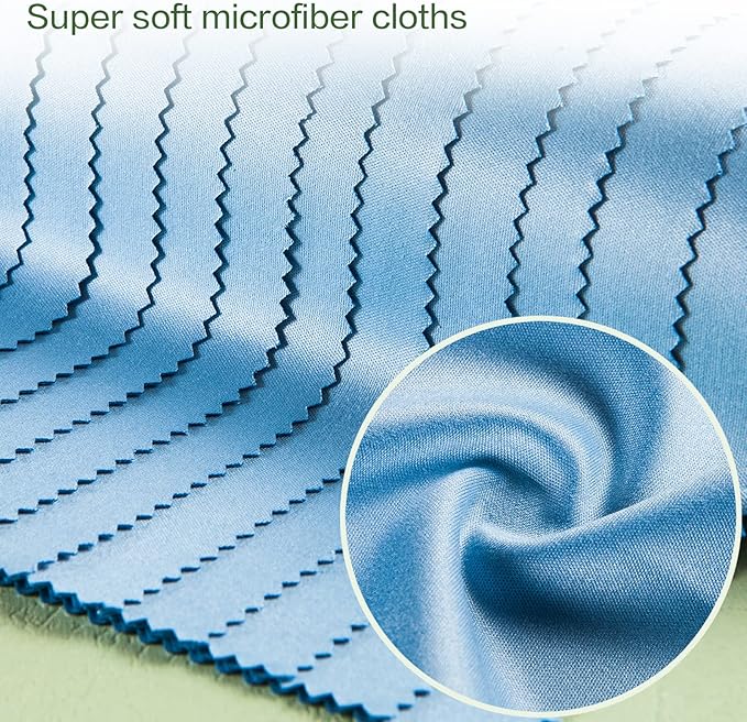 Eyeglass Cleaning Cloth Glasses Cleaner 12Pack Microfiber Lens Cleaner Eyewear Sunglass Wipes for Glass Jewelry Screen Camera Lint Free Thick 5x6 Inch (Blue, 5x6)