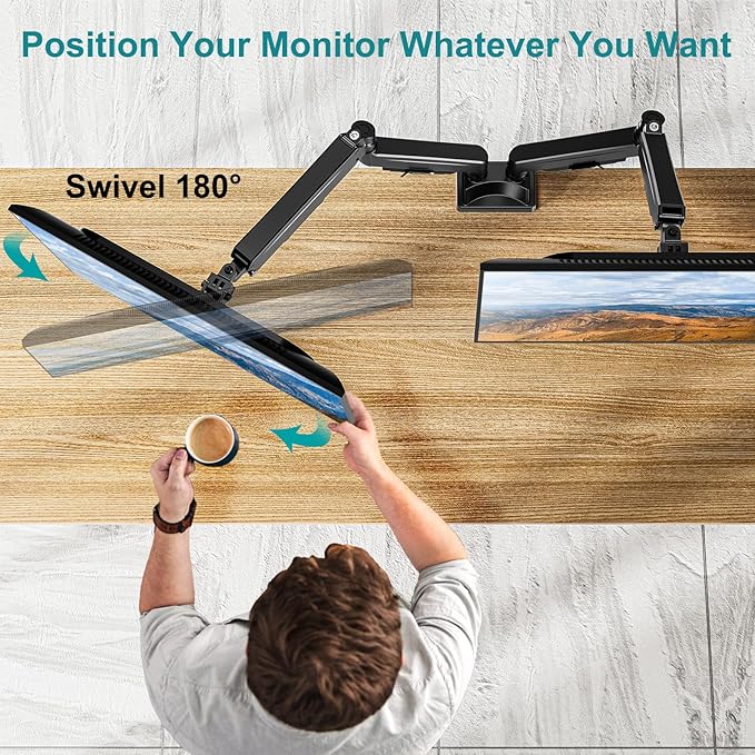 MOUNT PRO Dual Monitor Stand for Two Screens up to 43 Inch, Heavy Duty Ultrawide Double Monitor Arm Holds up to 33lbs Each, Premium Adjustable Computer Monitor Mount for 2 Monitors, VESA Desk Mount