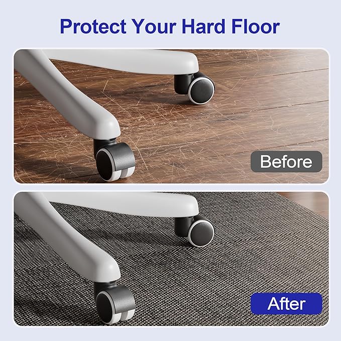 Delamu Office Chair Mat for Hardwood Floor 36"×48", Heavy Duty Desk Floor Protector for Chairs, Anti-Slip PVC Woven Computer Chair Mats for Home Office, Brown