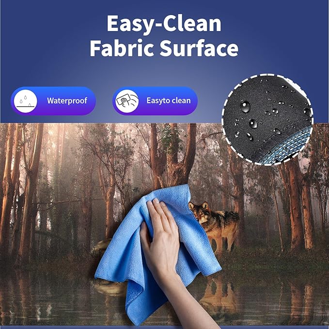 Wknoon. Extra Large Gaming Mouse Pad (31.5" x 11.8") with Durable Stitched Edges – Serene Forest Refuge A Pair of Wolves, Anti-Slip Rubber Base & Smooth Fabric Surface Extended XXL Desk Mat