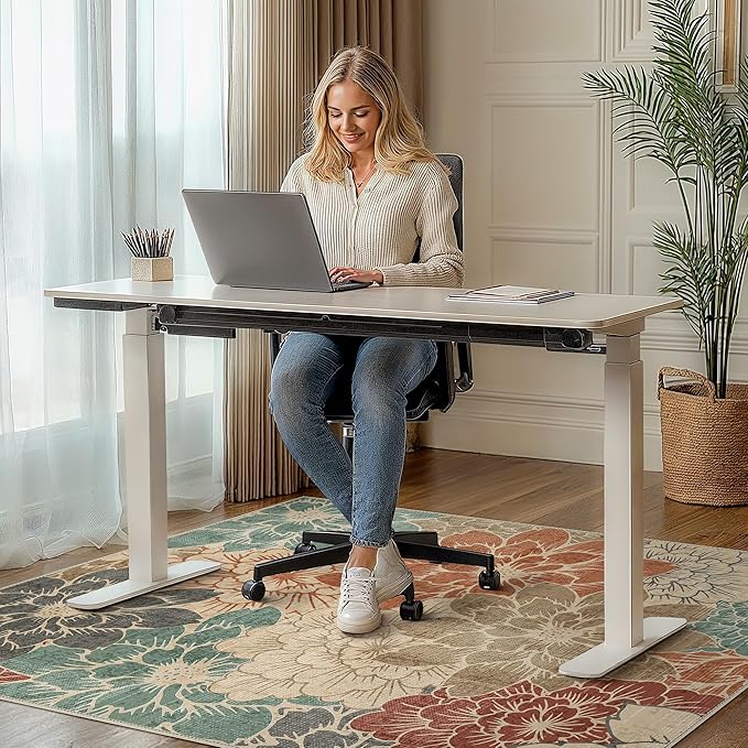 48"x60" Office Chair Mat for Hardwood Tile Floor, Under Desk Carpet Protector for Rolling Computer Chair Mat, Machine Washable Area Rug, Anti-Slip 1/5" Thick Low Pile Thin Vinyl Floor Mat, Terracotta