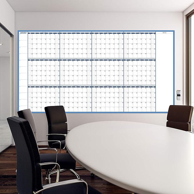 Large Dry Erase Wall Calendar - 38" x 72" - Undated Blank Reusable Yearly Calendar - Giant Whiteboard Annual Poster - Laminated Office Jumbo 12 Month Calendar