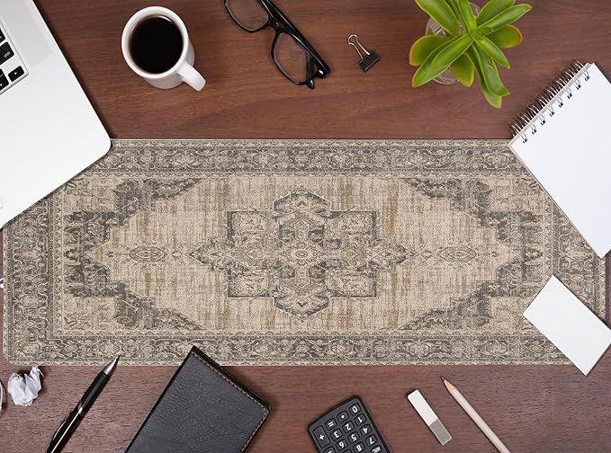 Boho Rug Mouse Pad, Large Retro Rug Carpet Desk Mat, Vintage Keyboard Long Mouse Mat for Computer Laptop Boho Gaming Mousepad Rugs Full Desk Pad for Women Office 31.5x11.8