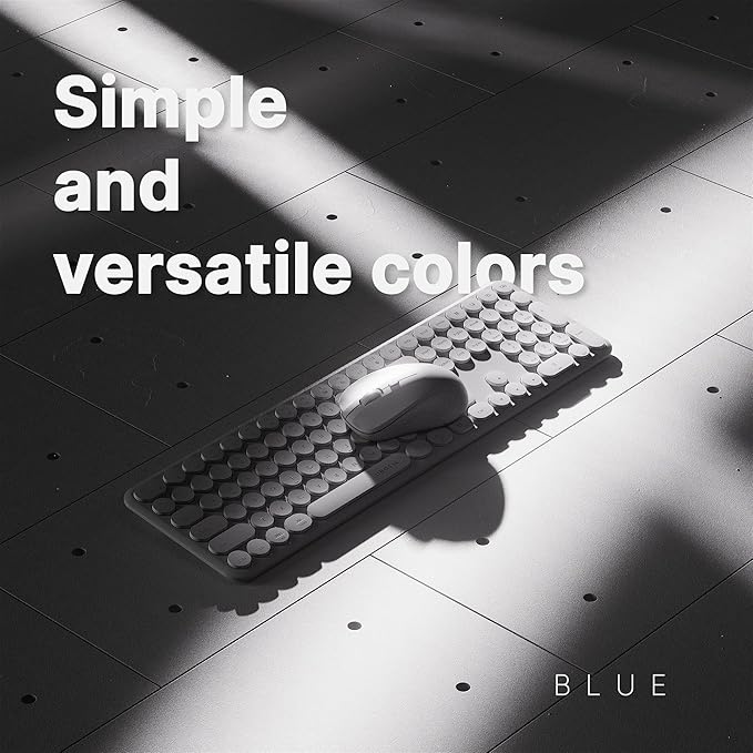 x UBOTIE Wireless Keyboard and Mouse Combo with 110 Round Keycaps, Power Switch, and Scissor-Switch Typing Feel – Ideal for Office Use(Cray)