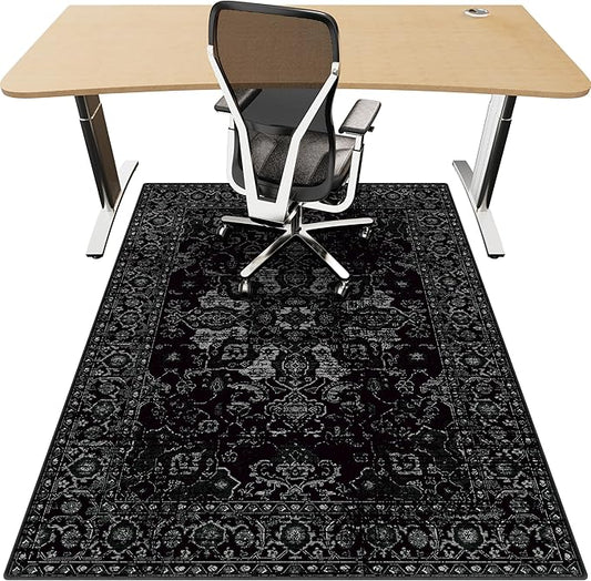 Office Chair Mat for Hardwood Floor, 36"x48" Desk Chair Mat for Home Office, Non-Slip Under Desk Mat for Rolling Chair,Washable Chair Rugs for Gaming Chairs-Black