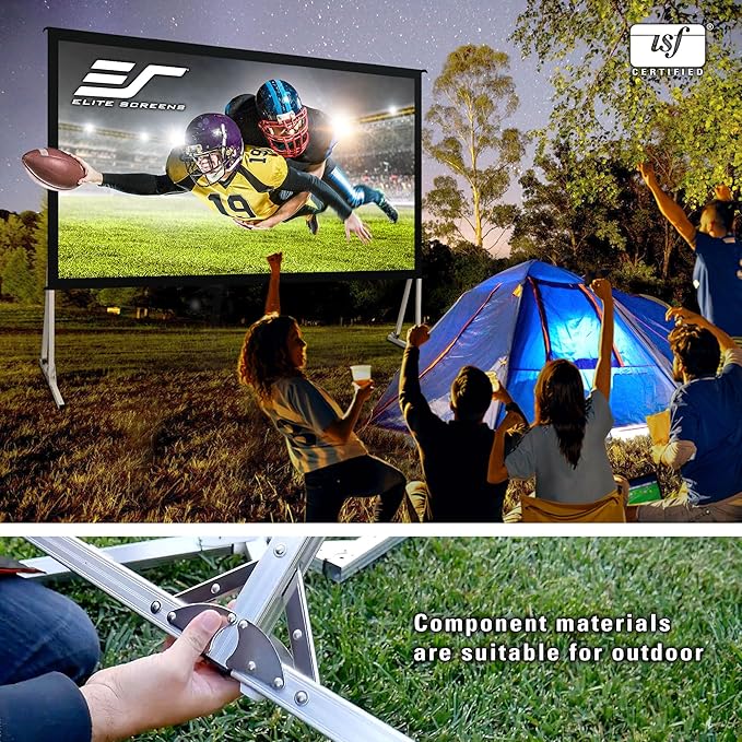Elite Screens 120-INCH Projector Screen|Outdoor Indoor Movie Screens|16:9 Freestanding Portable Foldable ProjectionStand|Home Theater, OMS120H2