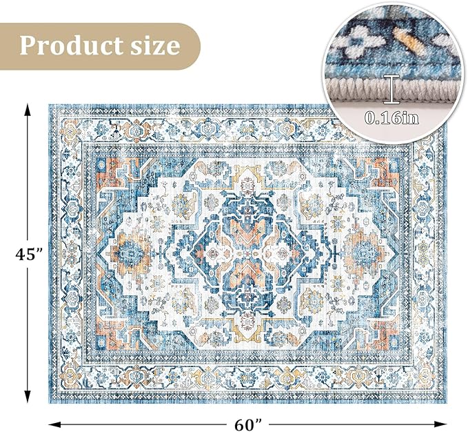 chakme Office Chair Mat for Hardwood Floor, 60"x45" Easy Glide Computer Desk Mat Protector for Rolling Chair Under Desk Rug Nonslip Backing, Machine Wash, (Boho)
