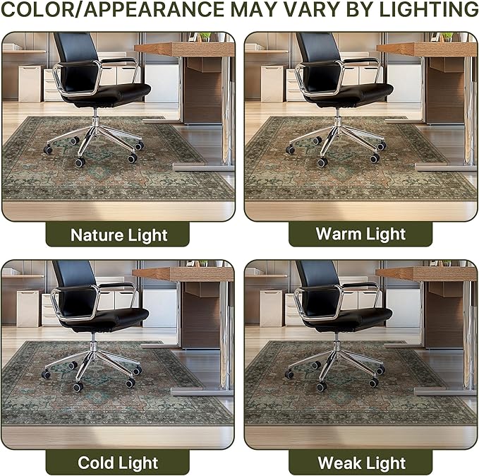 48"x60" Office Chair Mat for Hardwood Tile Floor, Under Desk Carpet Protector for Rolling Computer Chair Mat, Machine Washable Area Rug, Anti-Slip 1/5" Thick Low Pile Thin Vinyl Floor Mat, Rosewood