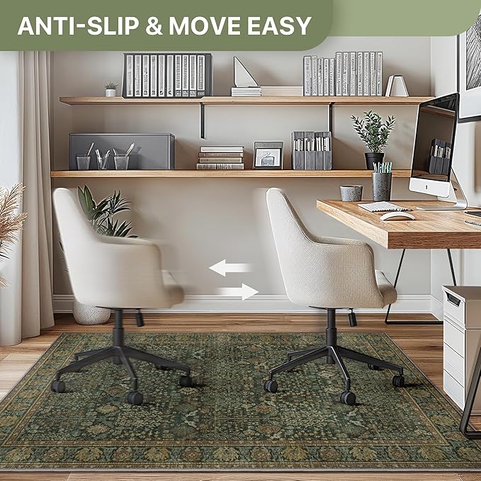 36"x48" Office Chair Mat for Hardwood Tile Floor, Under Desk Carpet Protector for Rolling Computer Chair Mat, Machine Washable Area Rug, Anti-Slip 1/5" Thick Low Pile Thin Vinyl Floor Mat, Dark Brown