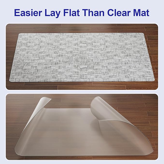 Delamu Office Chair Mat for Hardwood Floor, Non-Slip PVC Woven Computer Desk Chair Mat, 35"×47" Heavy Duty Hard Floor Protector for Rolling Chairs, Light Gray, Not for Carpet