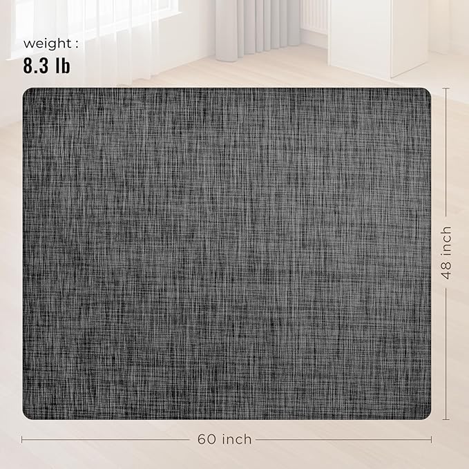 Office Chair Mat,48"x60" Anti-Slip Waterproof Hardwood Floor Chair Mat,Heavy Duty Floor Protector Rolling Chairs for Home Office(Black)