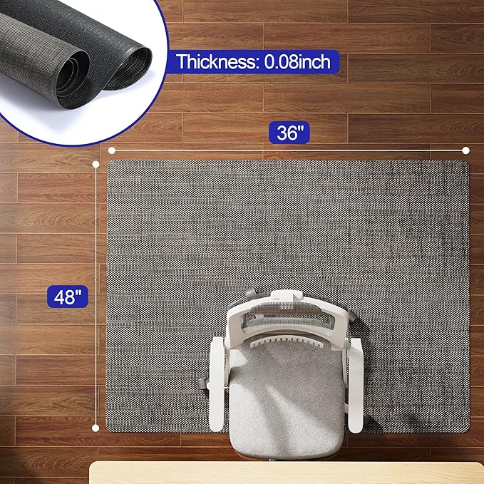 Delamu Office Chair Mat for Hardwood Floor 36"×48", Heavy Duty Desk Floor Protector for Chairs, Anti-Slip PVC Woven Computer Chair Mats for Home Office, Brown