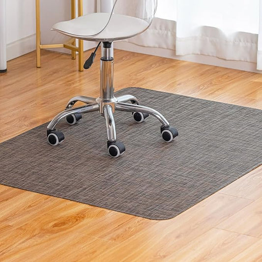 Office Chair Mat for Hardwood Floor Under Desk Computer Rolling Chair Mat for Wood/Tile Floor Non-Slip Heavy Duty Desk Rug PVC Plastic Hard Floor Protector 46"x 60" (Dark Walnut)