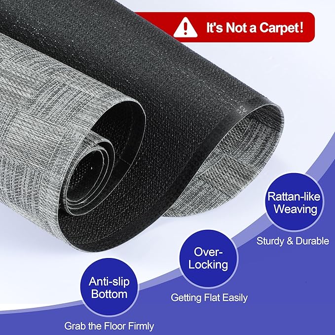 Delamu Office Chair Mat for Hardwood Floor, Non-Slip PVC Woven Computer Desk Chair Mat, 35"×47" Heavy Duty Hard Floor Protector for Rolling Chairs, Light Gray, Not for Carpet