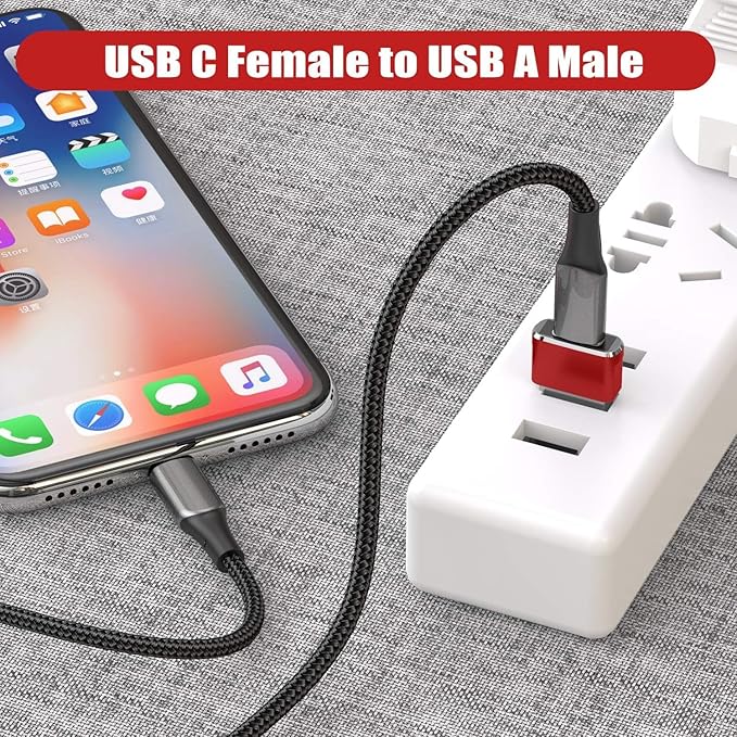 USB to USB C Adapter 10 Pack,USBC Female to A Male Car Charger,Type C Converter for iPhone 16 16e Pro Max,15 14 13 12 Plus,Apple Watch,Airpods,Compatible for Nintendo Switch,Samsung Galaxy S25