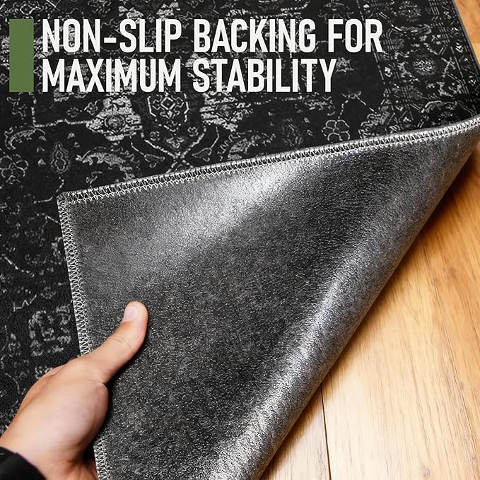 Office Chair Mat for Hardwood Floor, 48"x60" Desk Chair Mat for Home Office, Anti-Slip Under Desk Mat Rug for Rolling Chair,Floor Protector Washable Rugs for Gaming Chairs-Black Purple