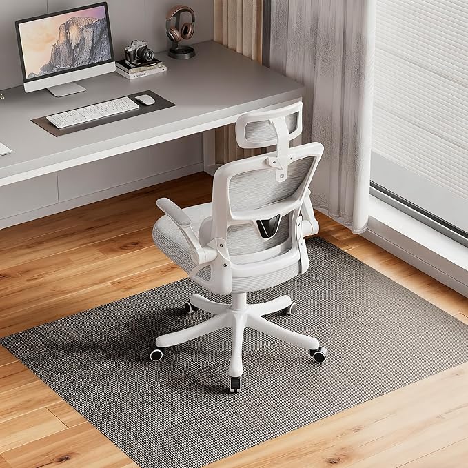 Delamu Office Chair Mat for Hardwood Floor 36"×48", Heavy Duty Desk Floor Protector for Chairs, Anti-Slip PVC Woven Computer Chair Mats for Home Office, Brown