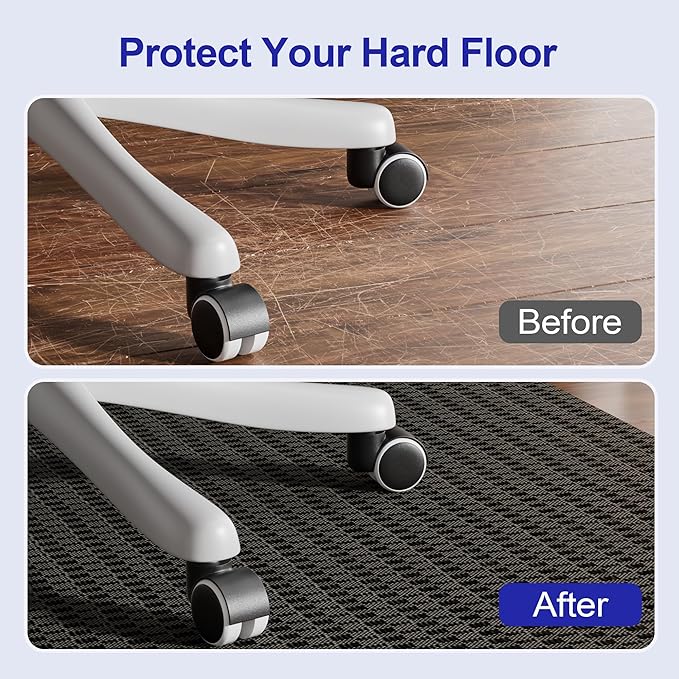 Delamu Office Chair Mat for Hardwood Floor, 36"×48" Floor Protector for Under Desk Computer Rolling Chair Mat, Anti-Slip PVC Chair Mats for Office Home (Black Brown)