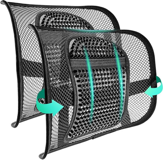 Samyoung 2 Pack Mesh Back Lumbar Support, Back Support Seat Cushion with Breathable Mesh for Office Chairs Car 12” x 16”