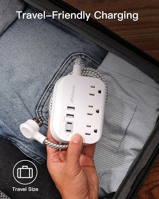 Dorm Essentials, PD20W USB Power Strip, 5Ft Flat Extension Cord with Multiple Outlets, USB Charging Station with Non Surge Protector for Cruise Ship, Travel, Cruise Ship Essentials