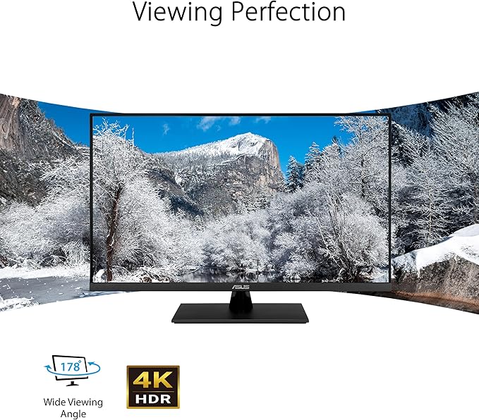 ASUS 31.5” 4K HDR Eye Care Monitor (VP327Q) – UHD (3840 x 2160), 99% sRGB, HDR-10, Adaptive-Sync, Speakers, DisplayPort, HDMI, Flicker Free, Blue Light Filter, VESA Mountable,Black