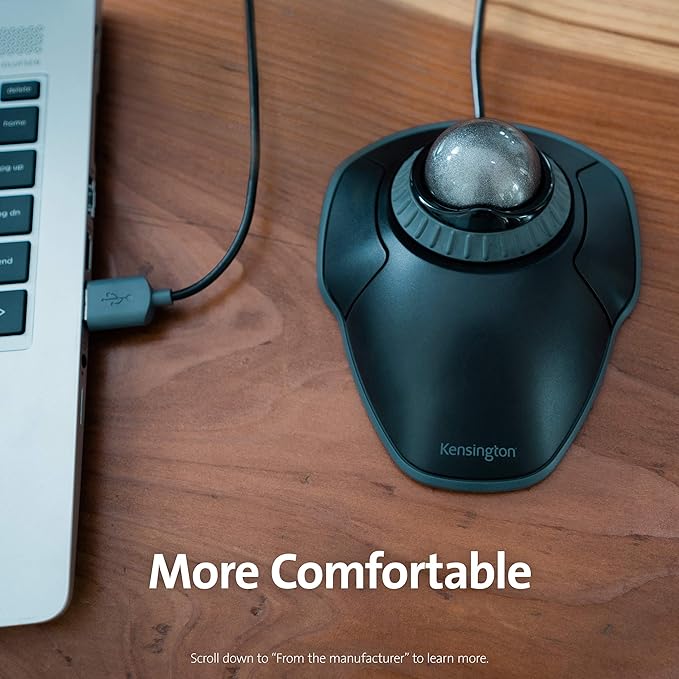 Kensington Orbit Trackball Mouse with Scroll Ring (K75327WW), Black-Grey