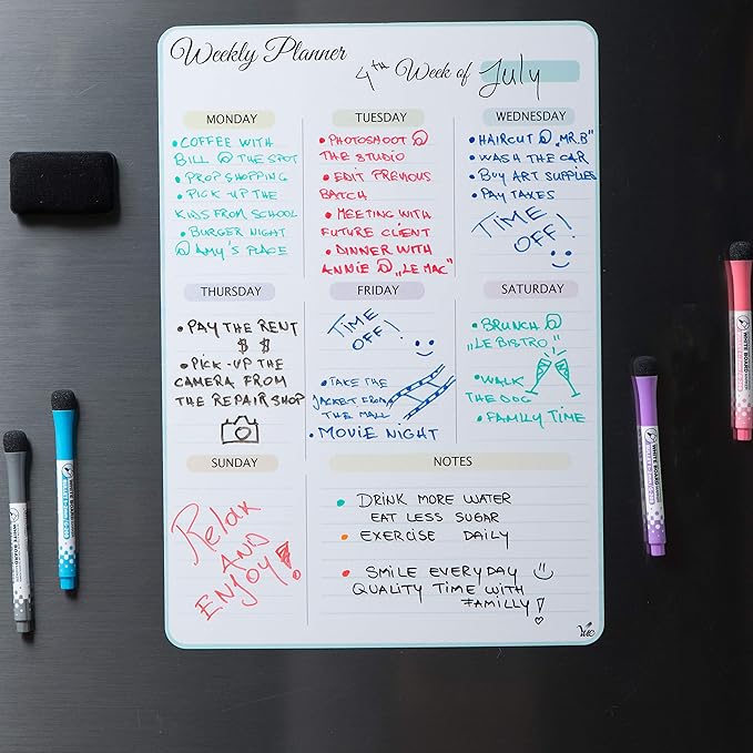 19x13 inch Dry Erase Whiteboard - Magnetic Fridge Calendar