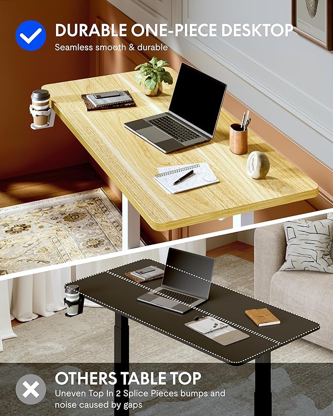 FLEXISPOT H7 Plus Gas Spring Adjustable Standing Desk, Mobile Rolling Sit-Stand Workstation with Wheel, Cordless Stand Up Desk for Small Room & Home Office 32" One-Piece Desktop Maple,height 27.6"–45"