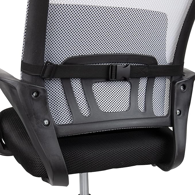 Mind Reader Lumbar Support Cushion with Air-Cloud Memory Foam, Ergonomic Lower Back Pillow for Office Chair and Car Seat, Black