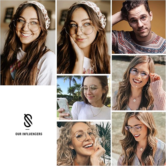 SOJOS Blue Light Blocking Computer Glasses Round Eyewear Anti Blue Light Lens Preppy Chic SJ5024B