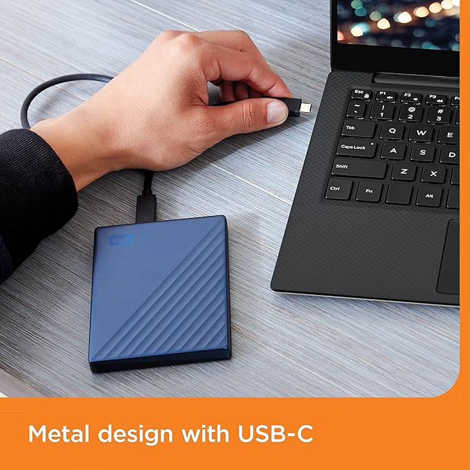 WD 6TB My Passport Ultra Blue, Portable External Hard Drive, Backup Software with Defense Against ransomware, and Password Protection, USB-C and USB 3.1 - WDBEJA0060BBL-WESN