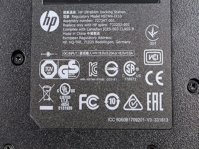 HP 2013 UltraSlim Docking Station D9Y19AV HSTNN-IX10 - with 65W AC Adapter 732252-001(Renewed)
