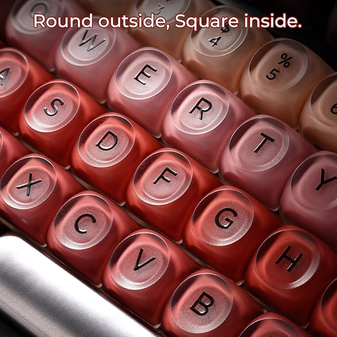 OHY PBT Keycaps, XVX Berry Kiss Theme Red Jelly HOA Profile Key Cap, 132-Key Cute Custom Keycaps (for Mechanical Keyboards with Cherry/Gateron MX Switches)-Lipstick