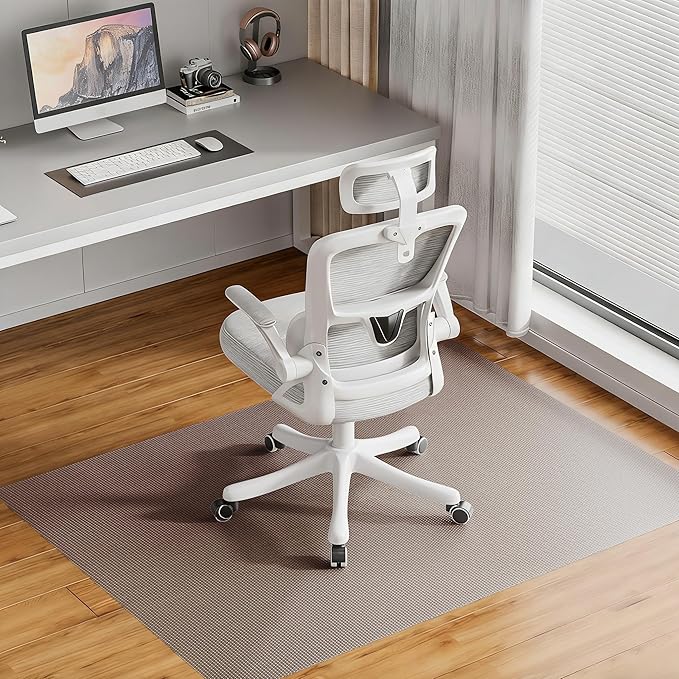 Delamu 36"×48" Office Chair Mat for Hardwood Floor, Heavy Duty Hard Floor Protector for Chairs, Anti-Slip PVC Woven Desk Chair Mat for Home Office, Light Brown