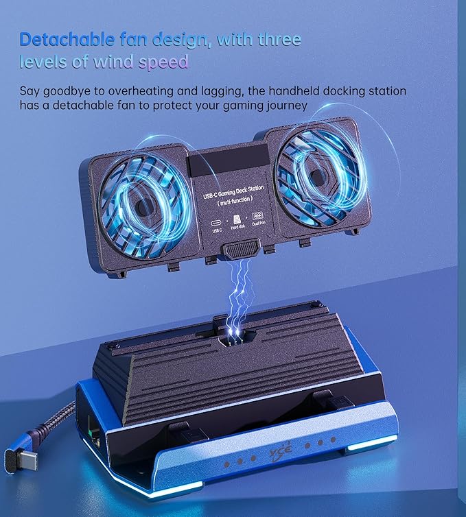14 in 1 Steam Deck Docking Station with Dismantling Cool Fans M.2 NVMe Enclosure,4K@60Hz,1000Mbs Ethernet,SD/TF,4 USB A,100W PD Charging 40Gbps Adapter for Steam Deck/Rog Ally/Switch/Legion Go