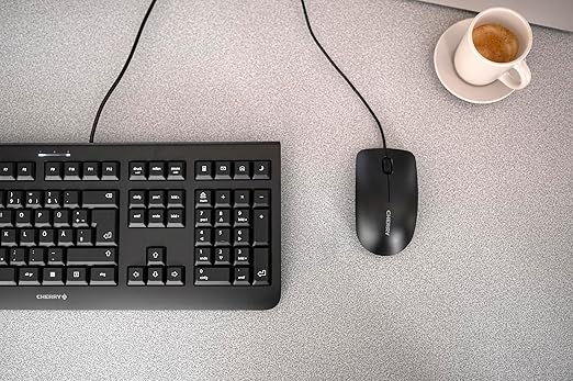 Cherry MC 1000, Wired Office Mouse for PC, Optical Sensor (1,200 dpi), 3 Buttons, Symmetrical Design for Left- and Right-Handed Users, GS Certification, Black