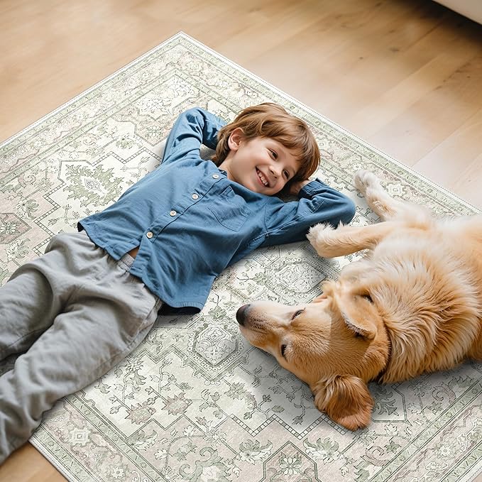 48"x60" Office Chair Mat for Hardwood Tile Floor, Under Desk Carpet Protector for Rolling Computer Chair Mat, Machine Washable Area Rug, Anti-Slip 1/5" Thick Low Pile Thin Vinyl Floor Mat, Mint