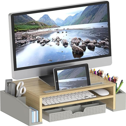 Simple Houseware Desk Monitor Stand Riser with Adjustable Organizer tray